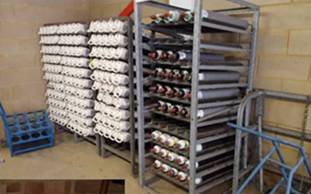 Cylinder store with racking and manifold headers