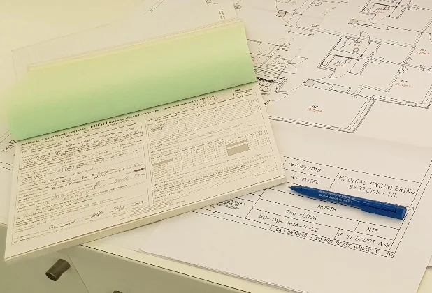 Permit to work alongside an as-fitted MGPS drawing
